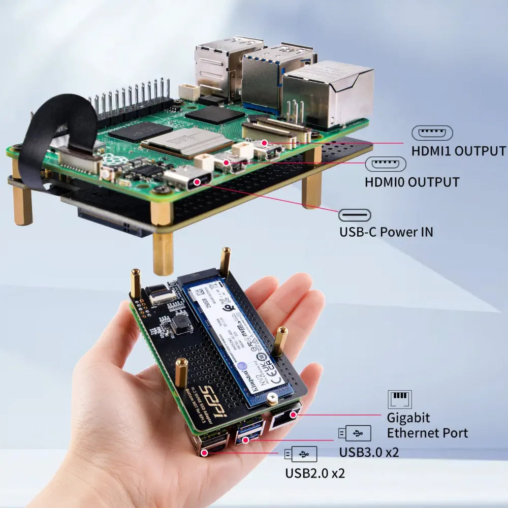 52Pi N07 Raspberry Pi 5用 M.2 PCIe NVMe 拡張アダプタ - RobotShop