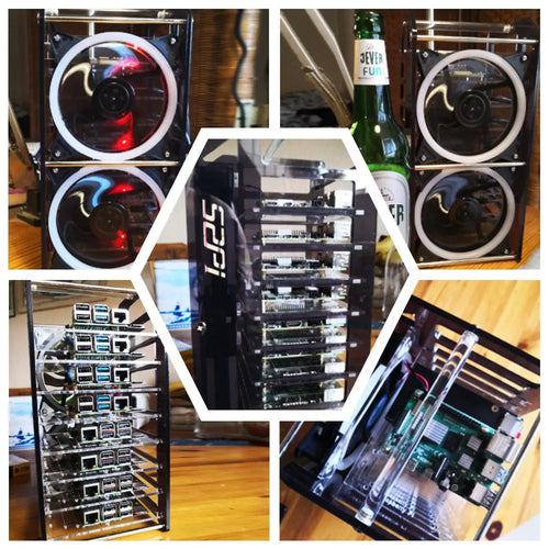 52Pi 8層 アクリル製 クラスタケース (RGB LEDおよび冷却ファン搭載、RPi および Jetson Nano用、透明) 52Pi 8層 アクリル製 クラスタケース (RGB LEDおよび冷却ファン搭載、RPi および Jetson Nano用、透明)