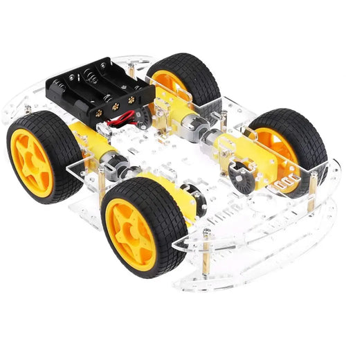 DIY Robot Car Smart Chassis Kit w/ Speed Encoder 4W 2-Layer for Arduino, RPi Arduino、RPi用 DIYロボットカースマートシャーシキット(スピードエンコーダ付き 4W 2層)