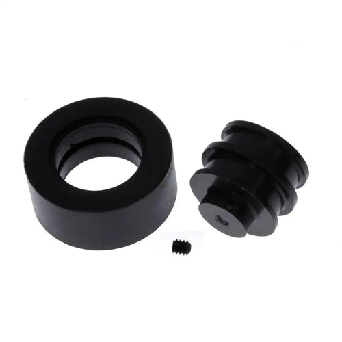 Large Rubber Wheel w/ Hub 28mm Diameter 2mm Shaft Hole Black 大型ラバーホイール アルミハブ付き 直径 28mm シャフト穴 2mm 黒