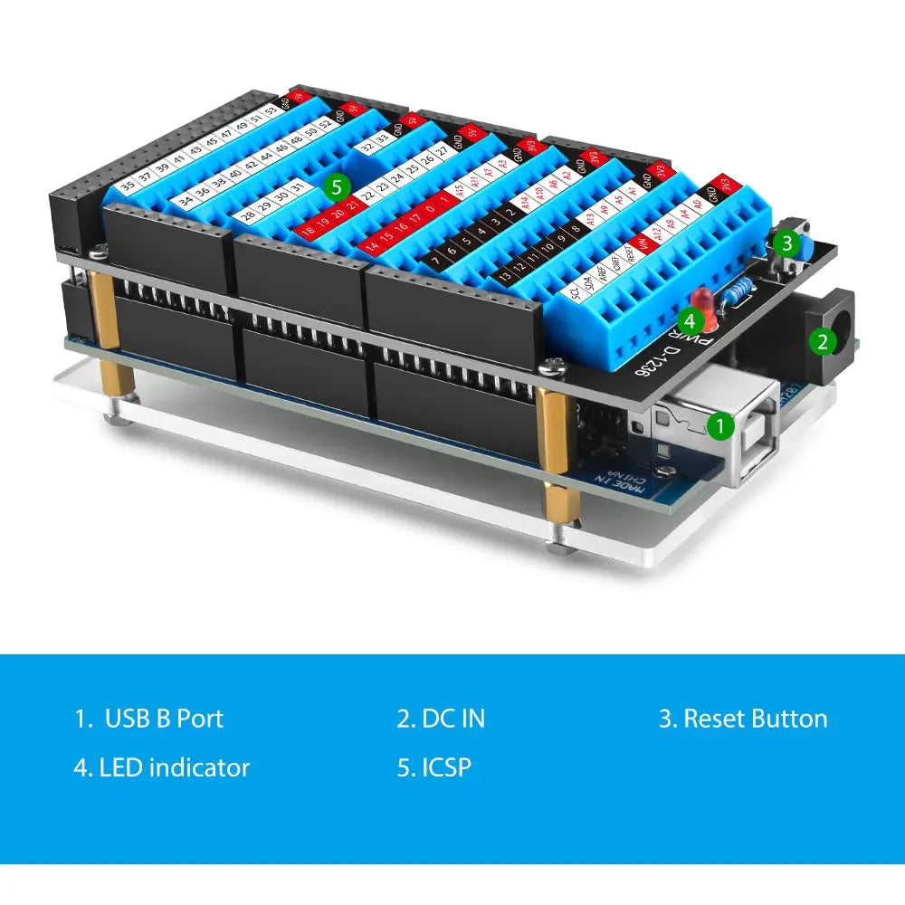 Arduino MEGA 2560 R3用 ネジ端子台 GPIO拡張ボード - RobotShop