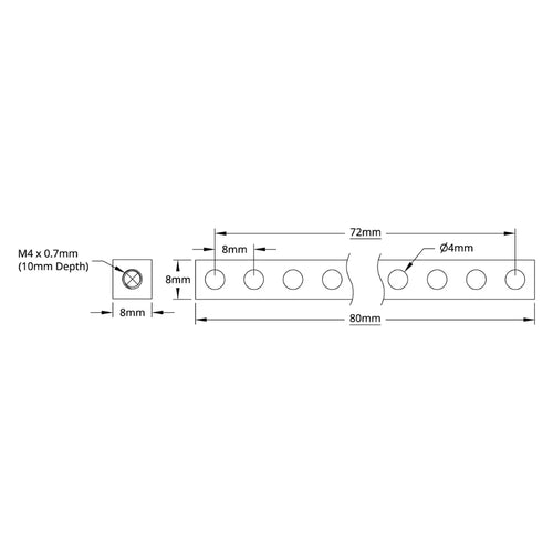 ServoCity 1106 Series Square Beam (10 Hole, 80mm Length) ServoCity 1106シリーズ 角形ビーム (10穴、長さ 80mm)