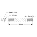 ServoCity 1501シリーズ M4 x 0.7mm スタンドオフ (外径 6mm 長さ 34mm) - 4個