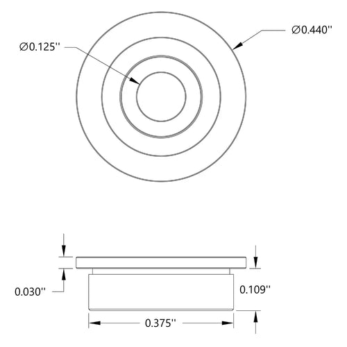 ServoCity 1/8 ServoCity 1/8" ID フランジ付きボールベアリング (外径 3/8"、厚さ 9/64") - 2 パック