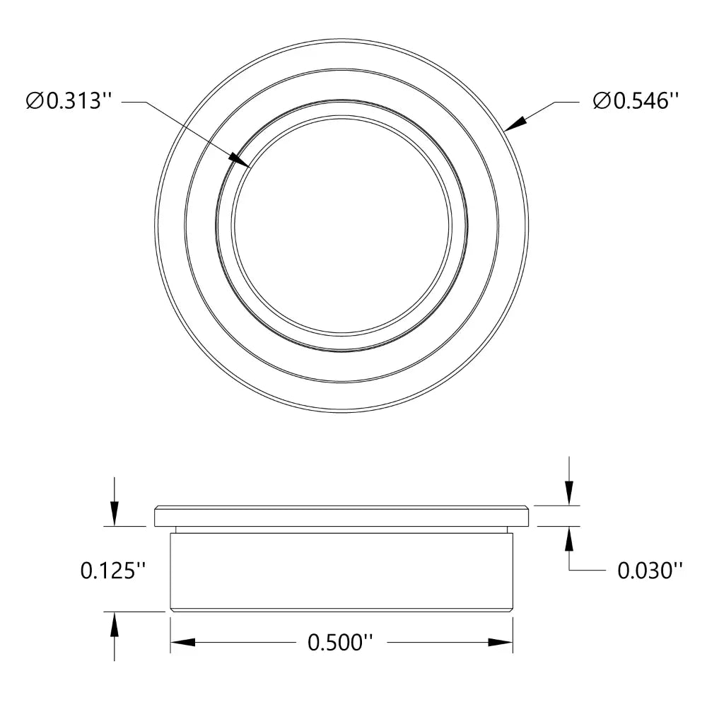 ServoCity 5/16" ID フランジ付きボールベアリング (外径 1/2"、厚さ 5/32") 2 パック