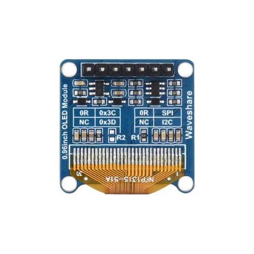 Waveshare 0.96 Inch OLEDディスプレイモジュール 128 x 64ピクセル SPI / I2C (黄 & 青)