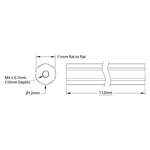 12mm REX™ シャフト (アルミニウム、長さ 112mm)