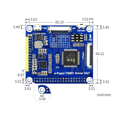 Waveshare 13.3 inch e-PaperディスプレイHAT (Raspberry Pi用、1600 x 1200、白 / 黒)