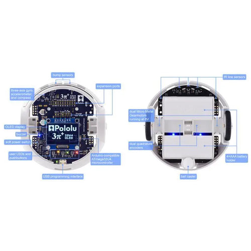 Pololu 3pi+ 32U4 OLED ロボット - タートルエディション 組立済み (75:1 LP モータ)