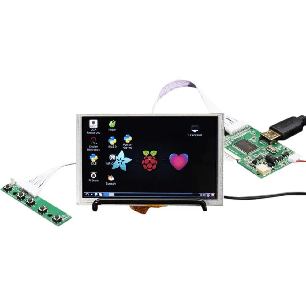 5" 抵抗膜式タッチディスプレイ、ミニとライバー付き - 800x480 HDMI