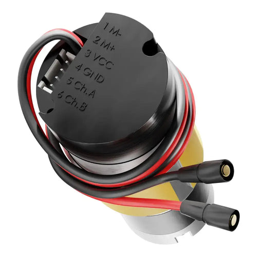 5202シリーズ イエロジャケットモータ、Dシャフト、エンコーダ付き (1:1、6000rpm)
