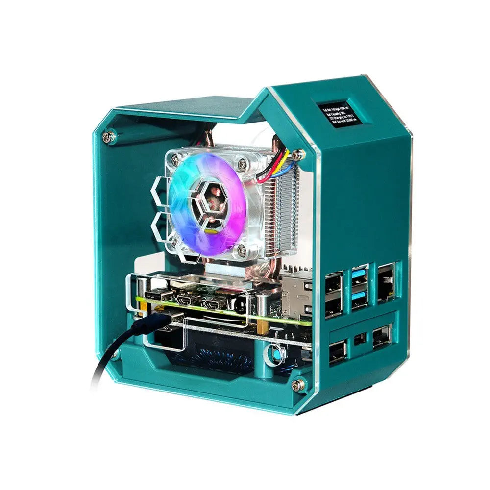 52Pi ABS ミニタワーファン UPSキット (Raspberry Pi 4B用、OLEDディスプレイ搭載、透明)