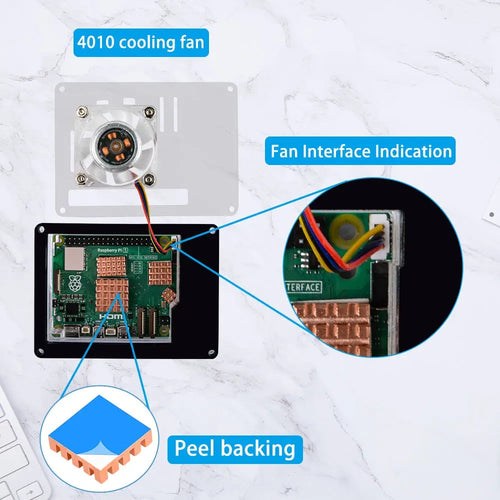 52Pi アクリル製 9層ケース (4010ファン および ヒートシンク付属、Raspberry Pi 5用、透明)