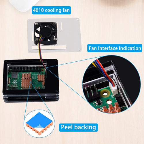 52Pi アクリルケース (Raspberry Pi 用、標準ファンヒートシンク付き、黒 / 白)