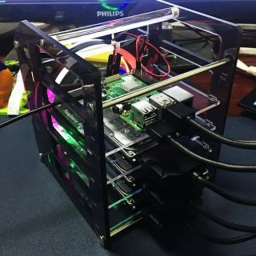 52Pi 4層アクリルクラスタケース (RGB LEDファン搭載、Raspberry Pi、Jetson Nano用)