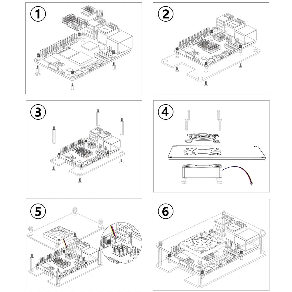 52Pi アクリル 冷却ケース  (ファン および ヒートシンク付属、Raspberry Pi 5用)