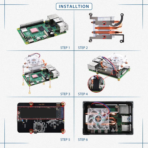 52Pi アルミニウムNASケース (薄型ファンおよびM.2 Sata SSD搭載、Raspberry Pi 4B用)