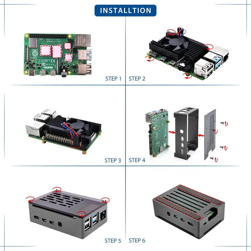 52Pi アルミニウム冷却ケース (Raspberry Pi 4B用、静音ファン搭載、シルバー)