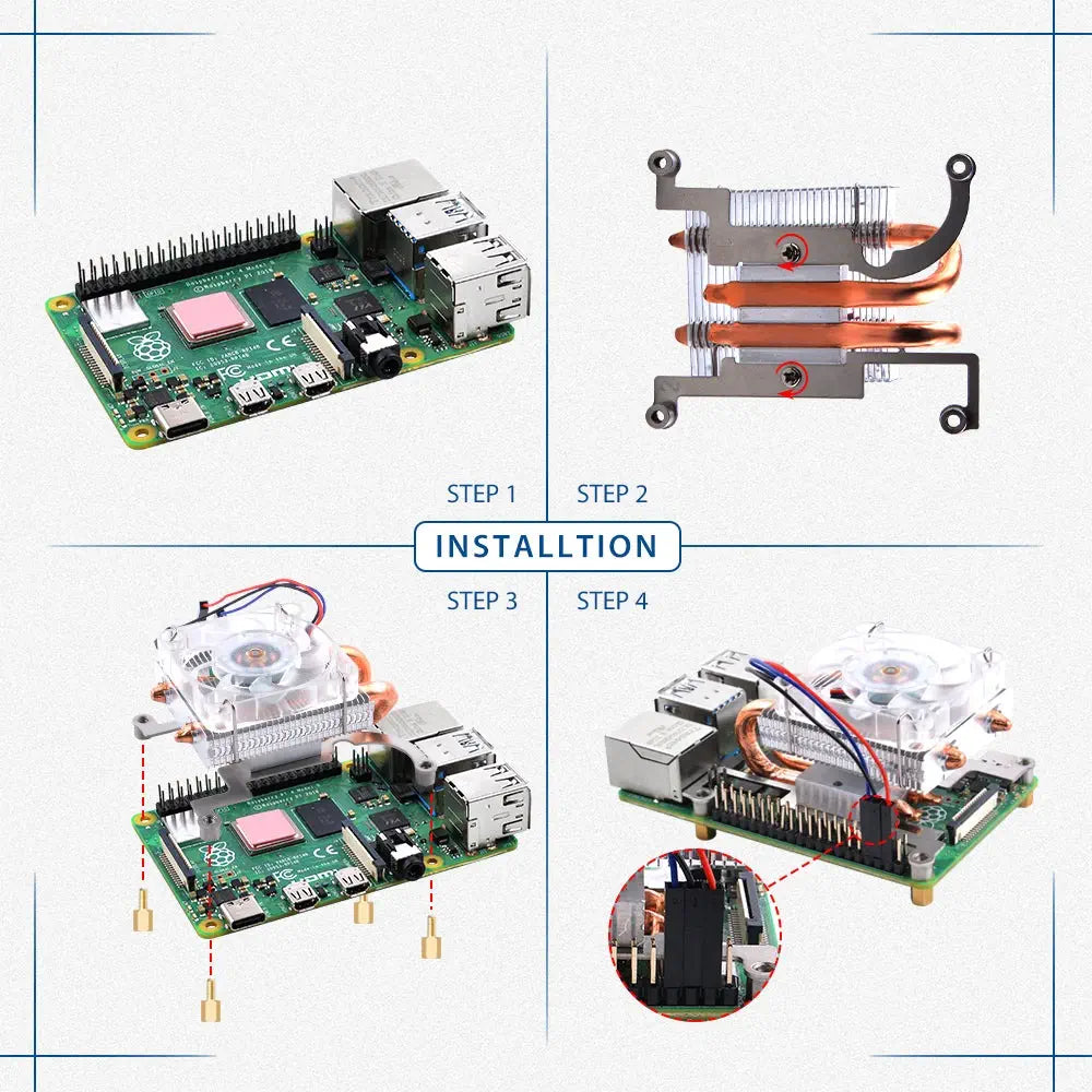 52Pi アルミケース (薄型Iceタワー冷却ファン搭載、Raspberry Pi 4B用)