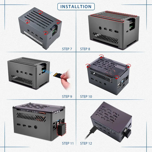 52Pi アルミニウムNASケース (冷却ファン および M.2 SATA SSD付属、Raspberry Pi 4B用)