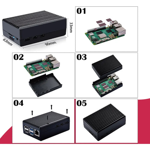 52Pi アルミニウムパッシブ冷却ケース (Raspberry Pi 5用)