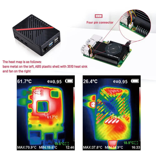 52Pi Armor Lite V5 ABSエンクロージャ (Raspberry Pi 5用、冷却機能付き) (黒)