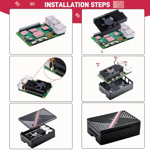 52Pi Armor Lite V5 ABSエンクロージャ (Raspberry Pi 5用、冷却機能付き) (黒)