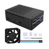 Raspberry Pi 4 B用 52Pi ファン内蔵 ABSケース (ヒートシンク付き、黒色)