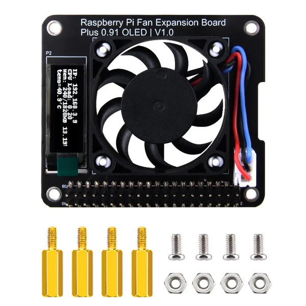 52Pi ファン拡張ボードプラス 0.91インチOLEDディスプレイ搭載 V1.0
