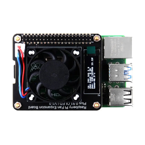 52Pi ファン拡張ボードプラス 0.91インチOLEDディスプレイ搭載 V1.0 (Raspberry Pi 4B/3B+/3B/2B用)