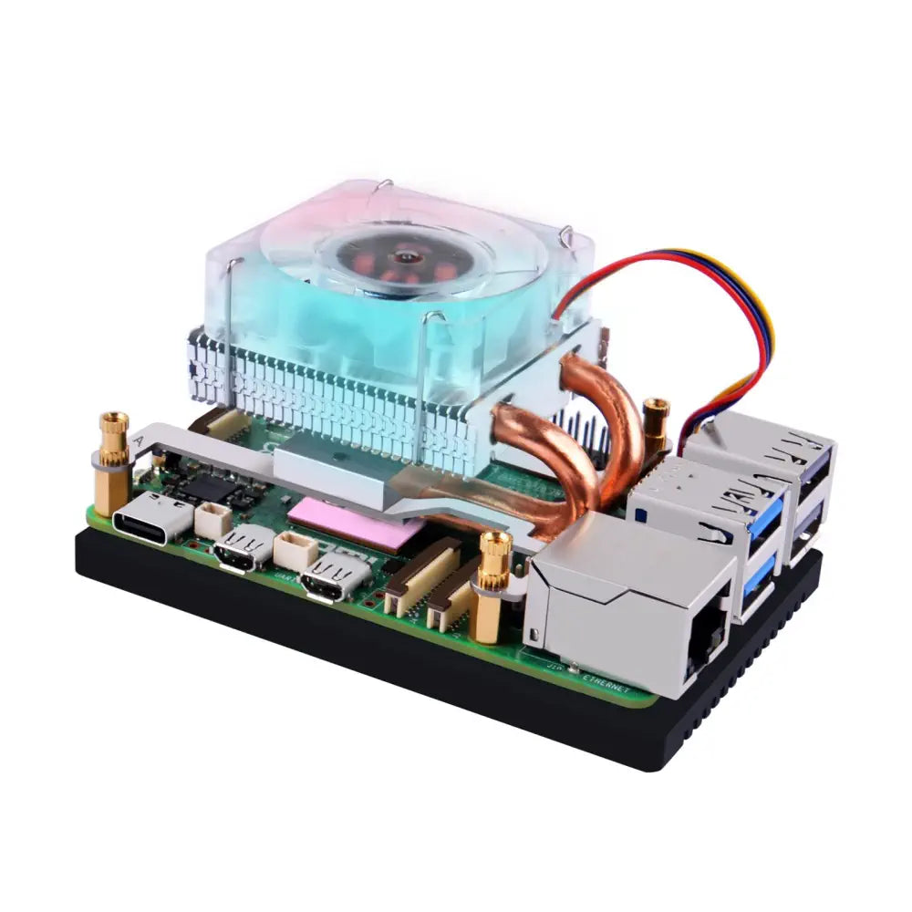 52Pi 薄型 ICEタワー 冷却ファン (RGB LEDライト搭載、Raspberry Pi 5用)