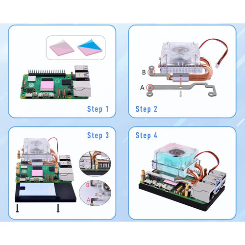 52Pi 薄型 ICEタワー 冷却ファン (RGB LEDライト搭載、Raspberry Pi 5用)