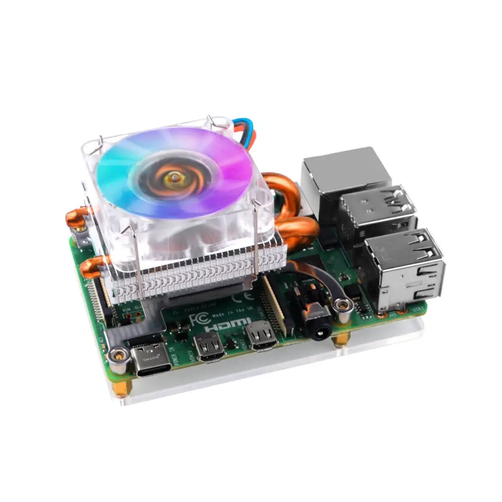 52Pi 薄型ICEタワー (RGB LED ライト冷却ファン搭載、 Raspberry Pi 4B / 3B+ / 3B用)