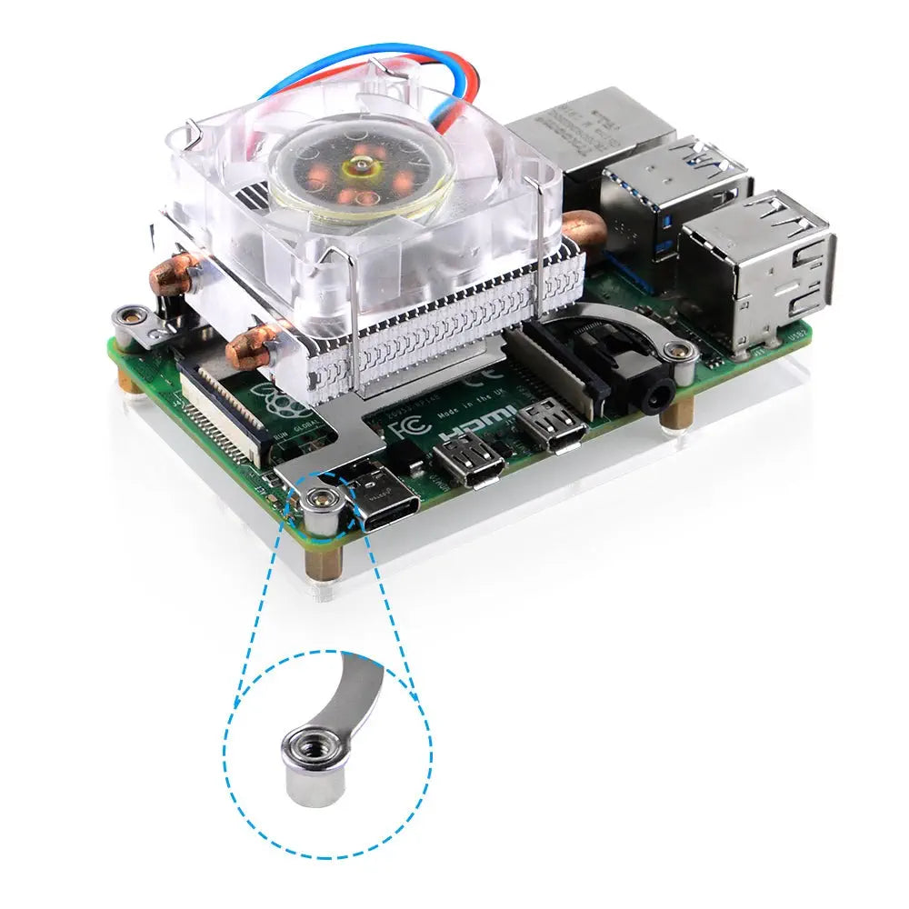 52Pi 薄型ICEタワー (RGB LED ライト冷却ファン搭載、 Raspberry Pi 4B / 3B+ / 3B用)