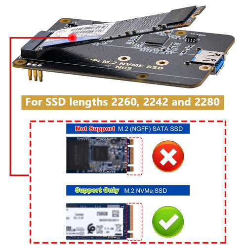 52Pi M.2 NVME SSDアダプタボード (Raspberry Pi用)