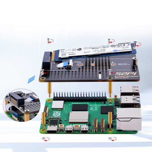 52Pi N04 M.2 2280 PCIe～NVMe アダプタ (Raspberry Pi 5用)