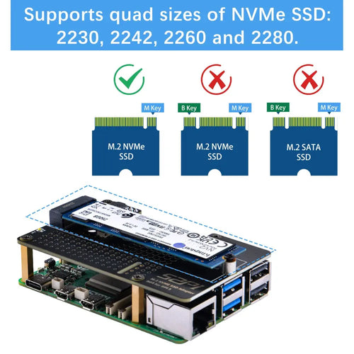 52Pi N04 M.2 2280 PCIe～NVMe アダプタ (Raspberry Pi 5用)