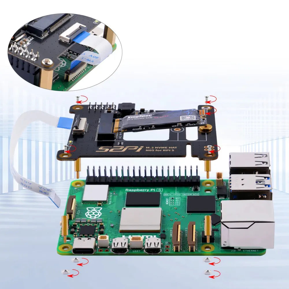 52Pi N05 M.2 2242 PCIe NVMe 拡張ボード (Raspberry Pi 5用) - RobotShop