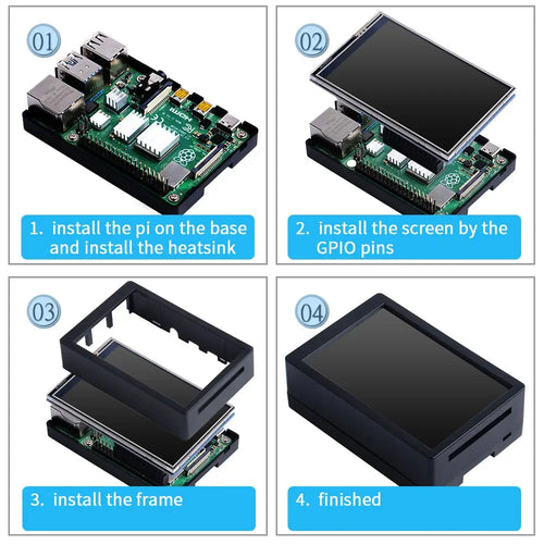 52Pi 3.5 inch 抵抗式 タッチスクリーン (Raspberry Pi 4B用、ABSケース付き)