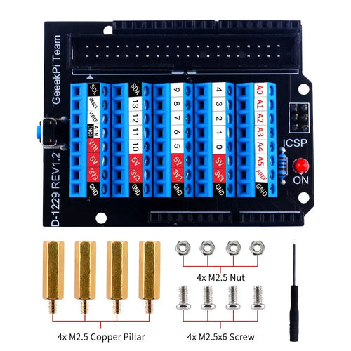 Arduino UNO用 52Pi ネジ端子 拡張ボード（青）