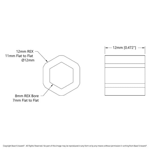 8mm REX™ プラスチックスペーサー (外径12mm REX™ 長さ12mm) - 12個