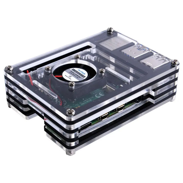 Raspberry Pi 4用 ファン付き 9層アクリルケース - RobotShop
