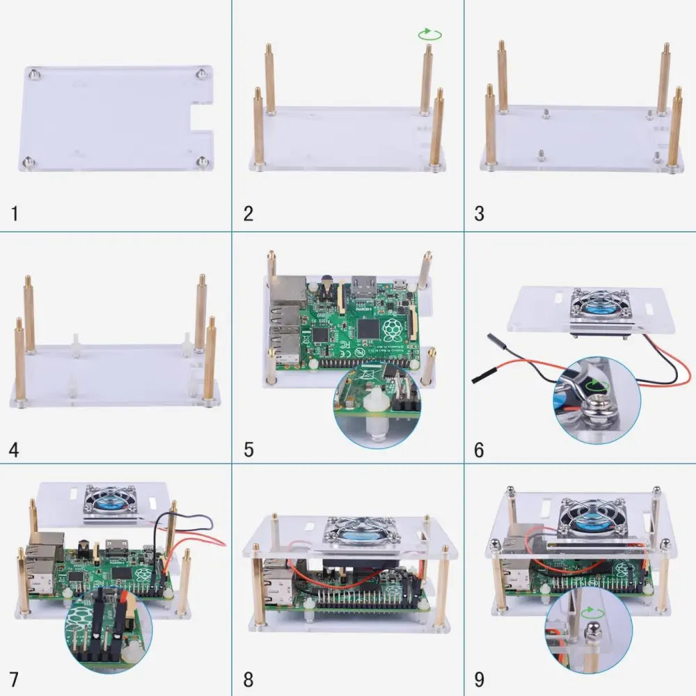アクリルクリア エンクロージャ Raspberry Pi用冷却ファン付き