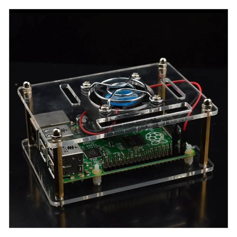 アクリルクリア エンクロージャ Raspberry Pi用冷却ファン付き