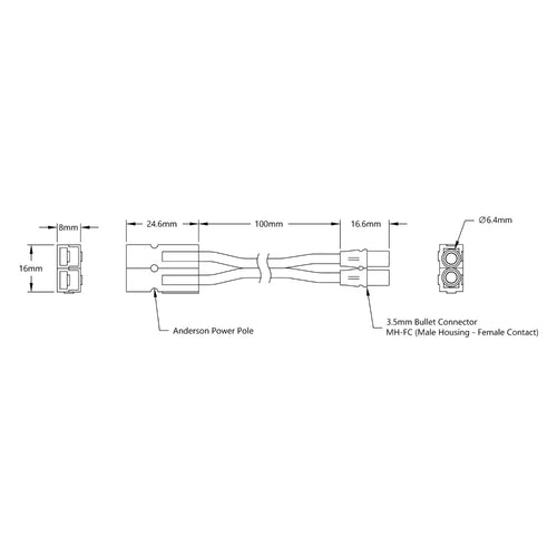 Anderson Powerpoleコネクタ～3.5mm メスバレットアダプタ