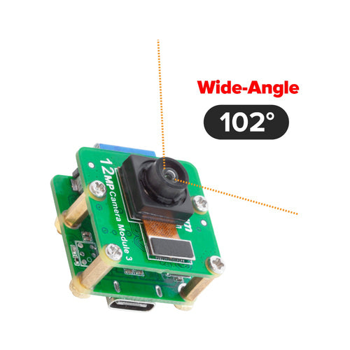ArduCam 12MP IMX708 USB UVC 102° 広角固定焦点カメラ