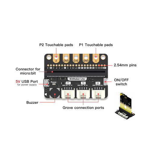 BitMaker Lite micro:bit用 Grove 拡張ボード (3 Groveポート)