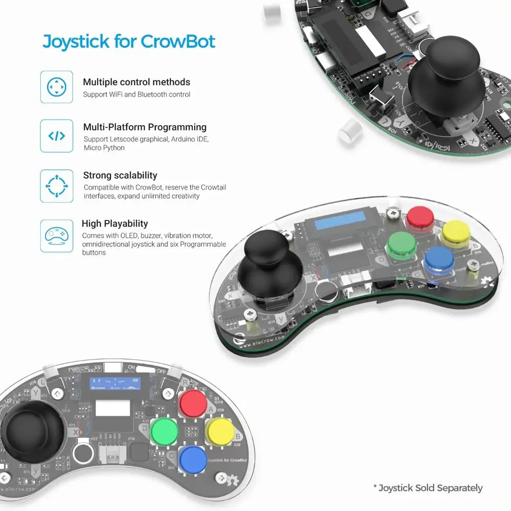 CrowBot BOLT - オープンソースプログラマブル スマートロボットカー STEAMロボットキット (ジョイスティック付属)