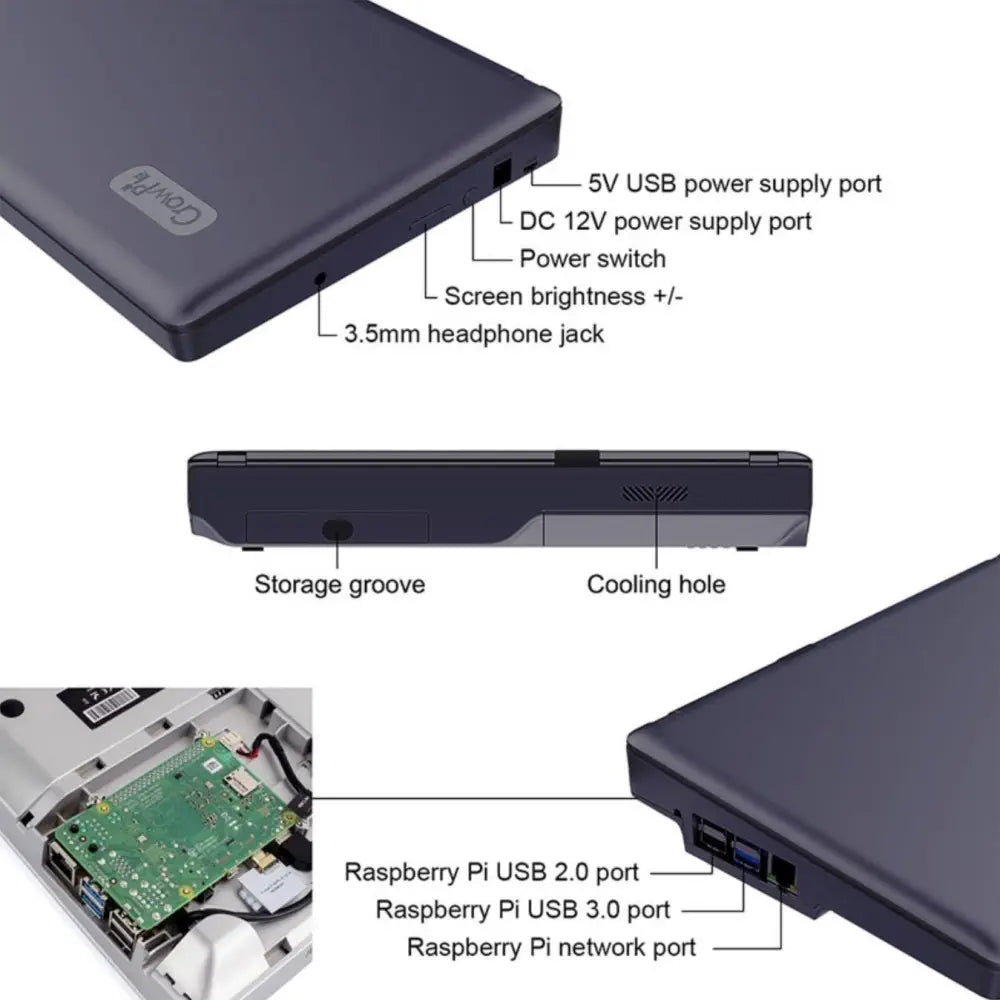 CrowPi2 Advanced - オールインワン Raspberry Pi ラップトップ および STEMラーニングプラットフォーム（シルバー）