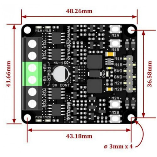 Cytron 3A 4～16V デュアルチャンネル DCモータドライバ